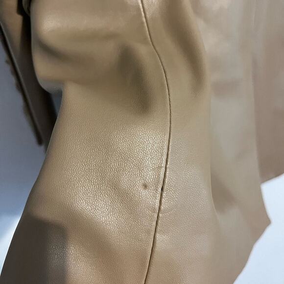 Veronica Beard NWT Beacon Faux Leather Dickey Jacket Khaki Vegan Leather 6 - Picture 12 of 12